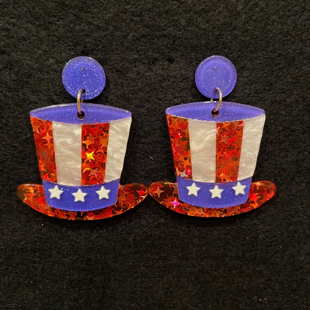 4th of July Earrings  - Uncle Sam's Hat